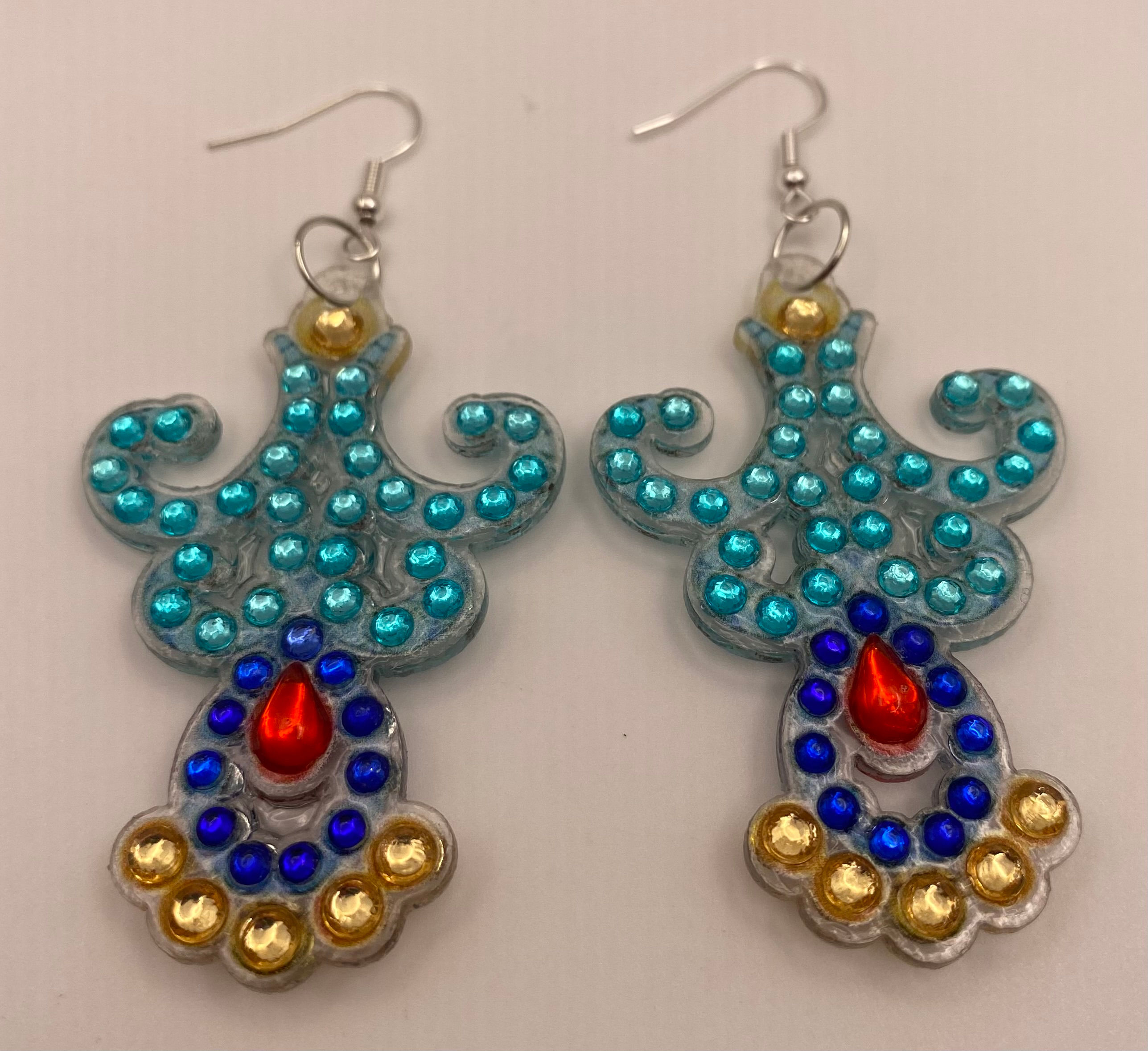 Light & Royal Blue Diamond Art Earrings