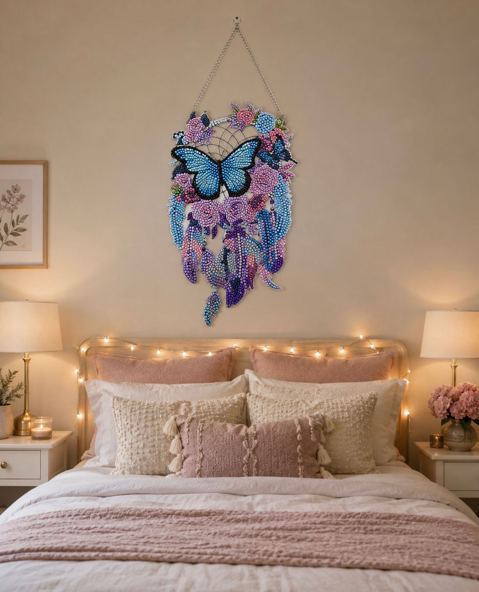 Thumbnail: Purple and Turquoise Butterfly Dream Catcher