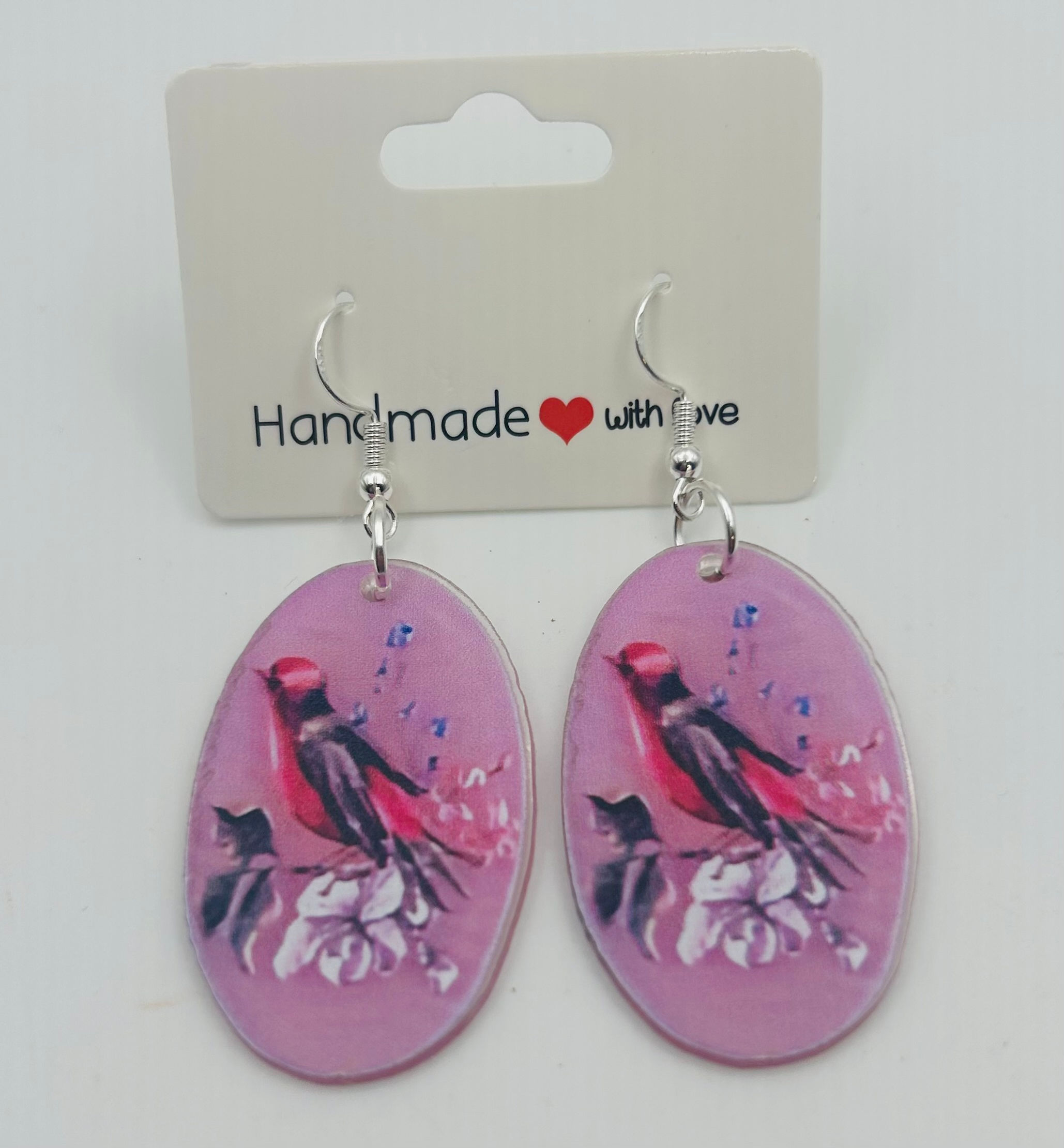 Purple and Pink Oval Earrings