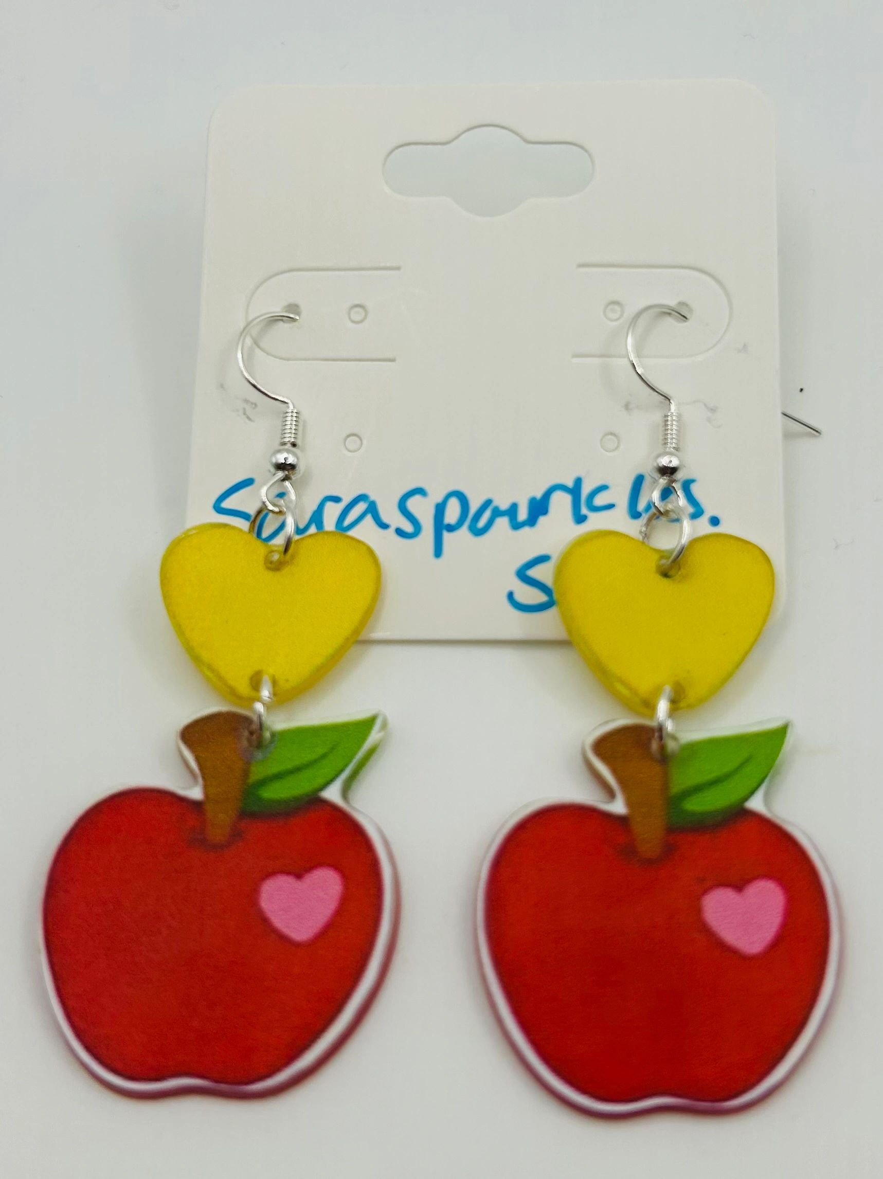 Yellow Heart Stud Apple Earrings