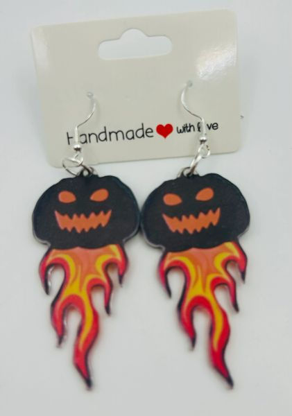 Flaming Pumpkin Earrings