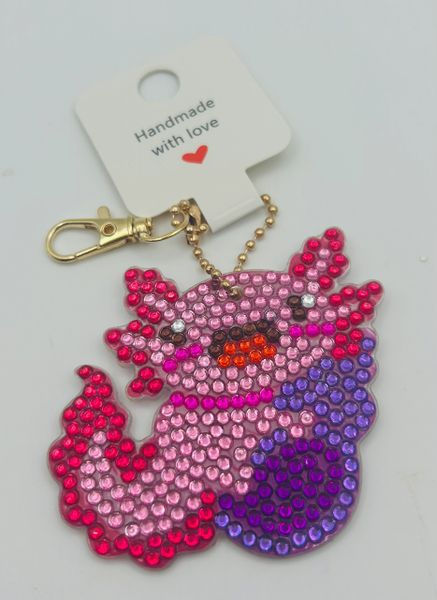 Purple & Pink Axolotl Diamond Art Backpack Charm