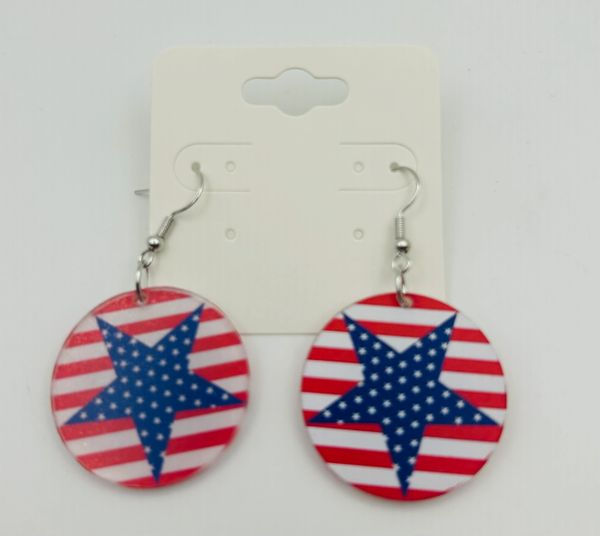 Bold USA Star Disc Earrings