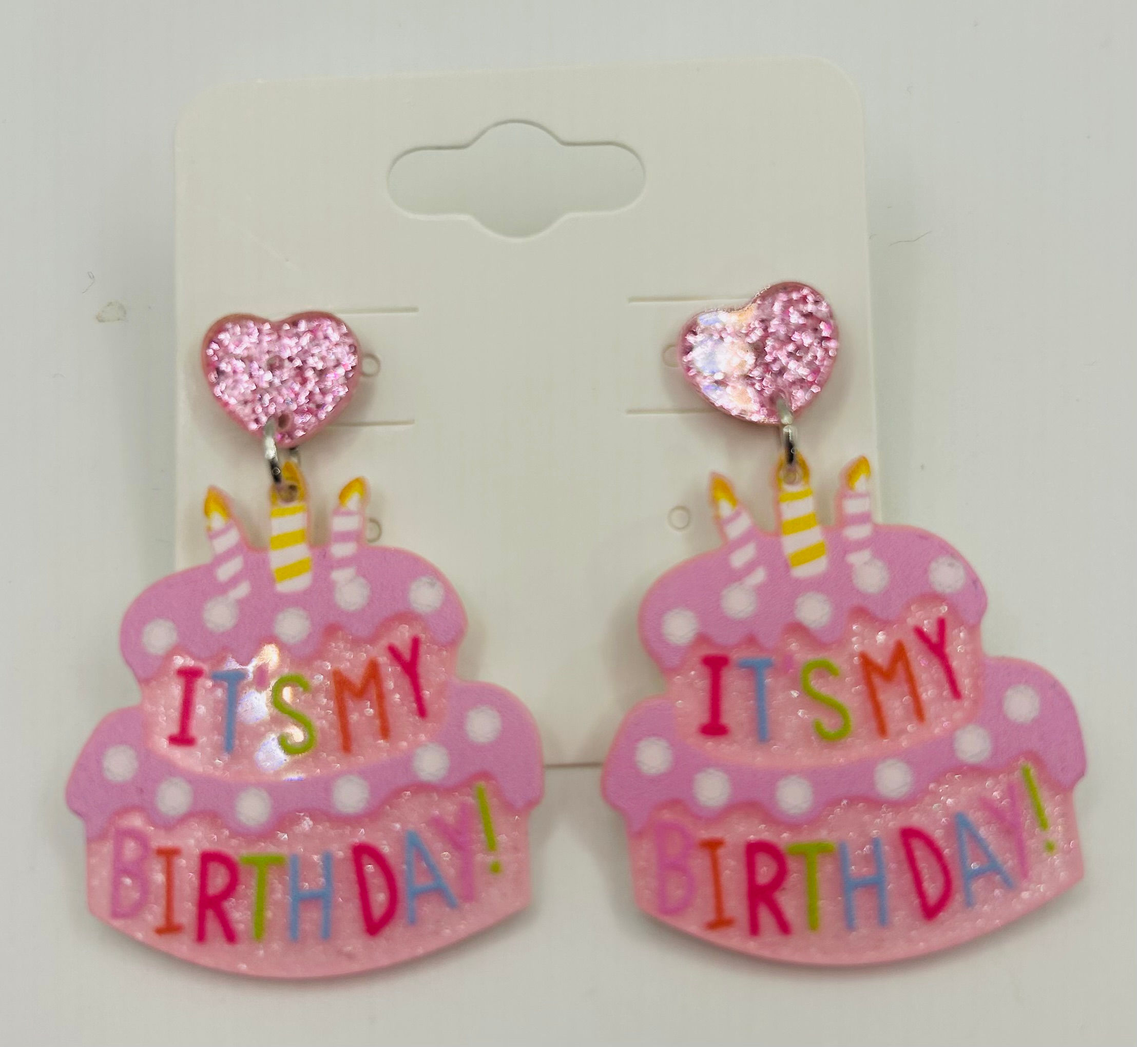 Pink Cake Birthday Earrings