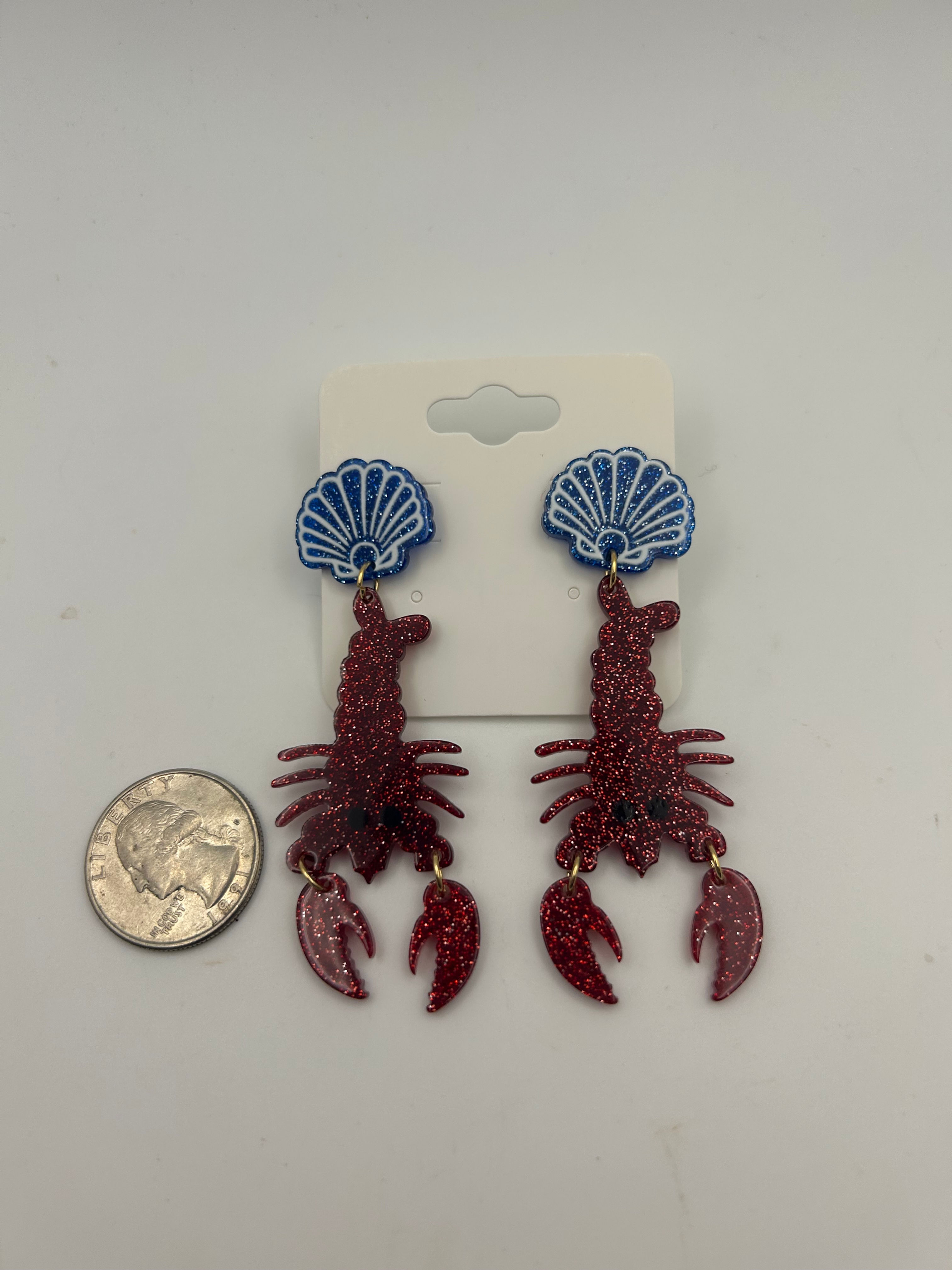 Glitter Crawfish Earrings