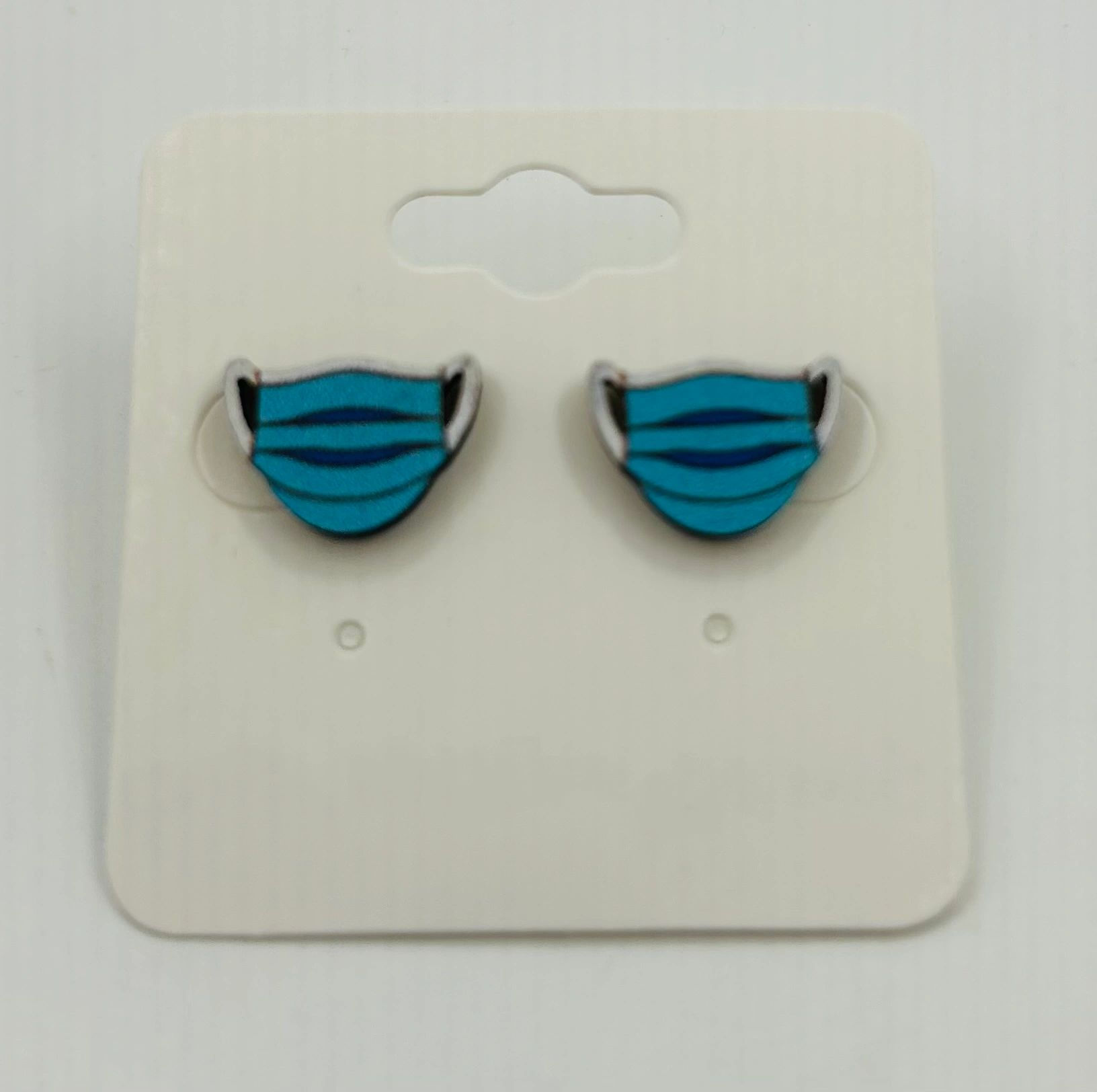 Medical Mask Wooden Stud Earrings