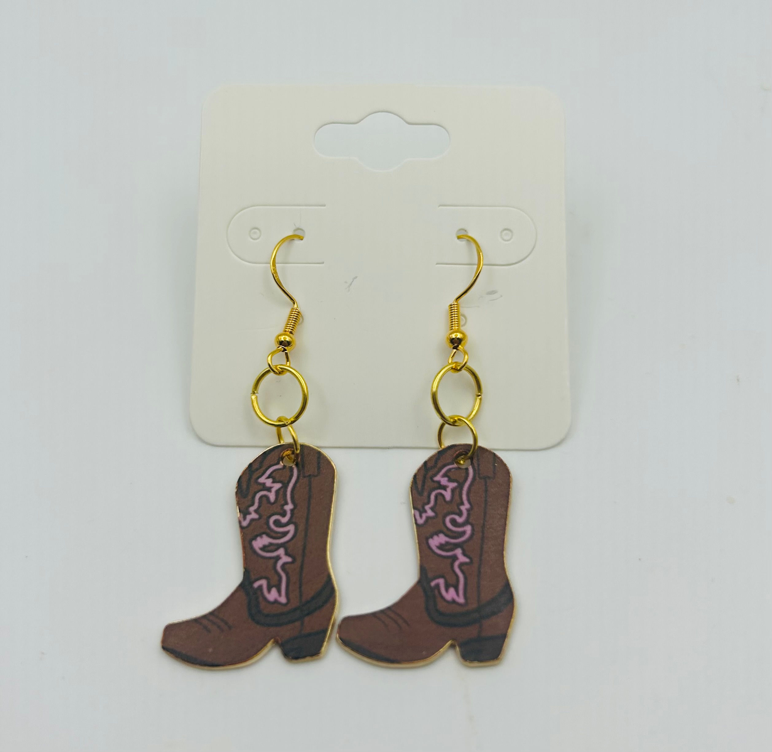 Classic Brown Cowboy Boot Earrings