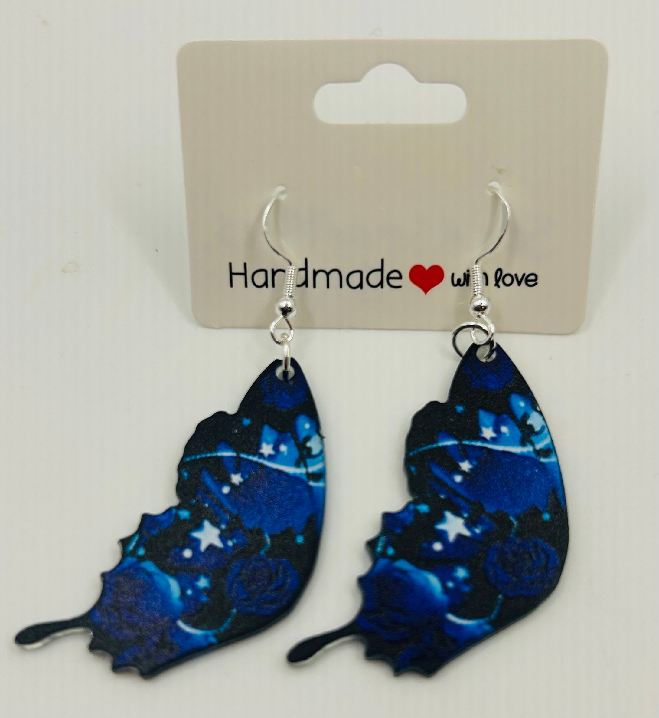 Midnight Blue Butterfly Wing Earrings