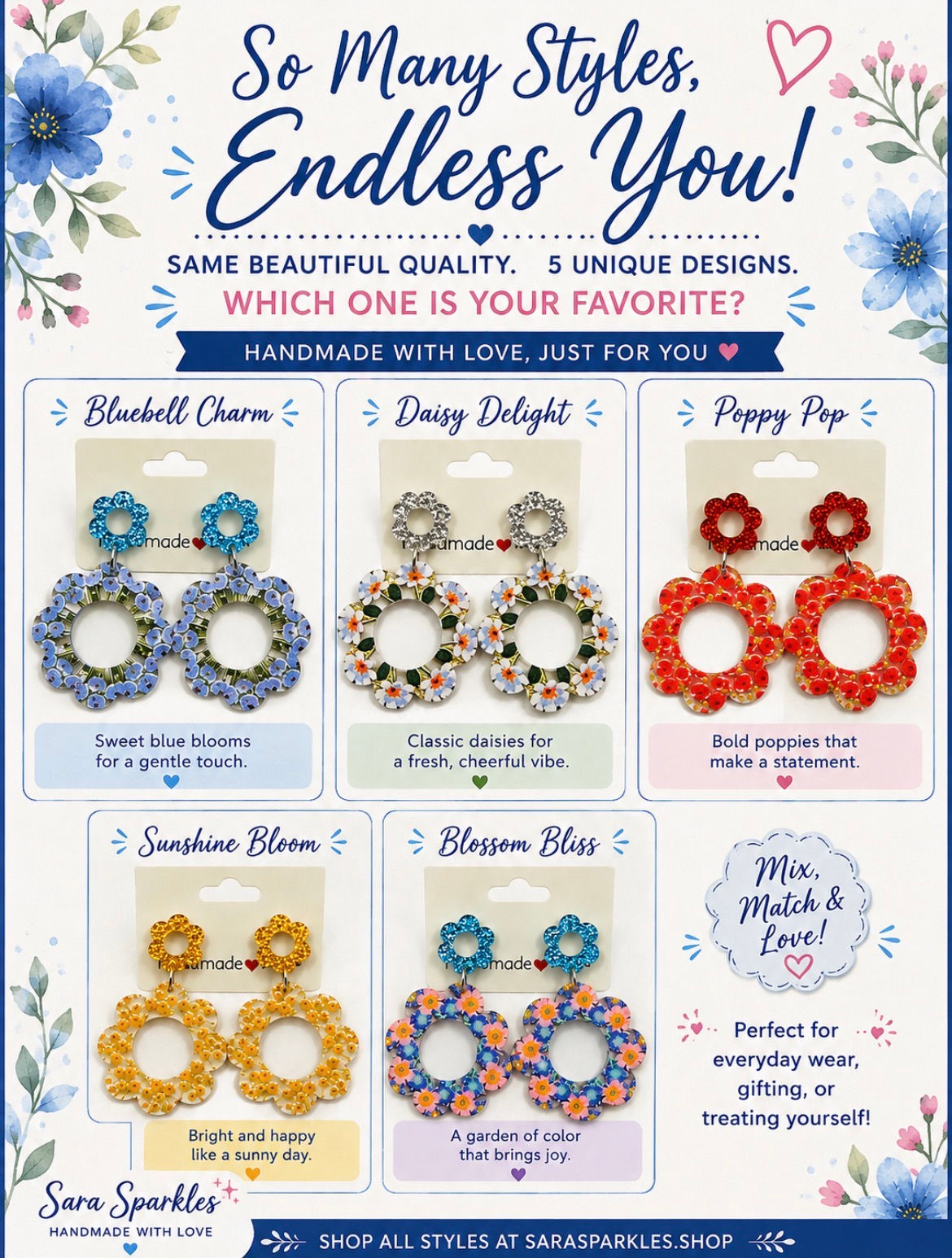 🌼 Floral Acrylic Statement Earrings