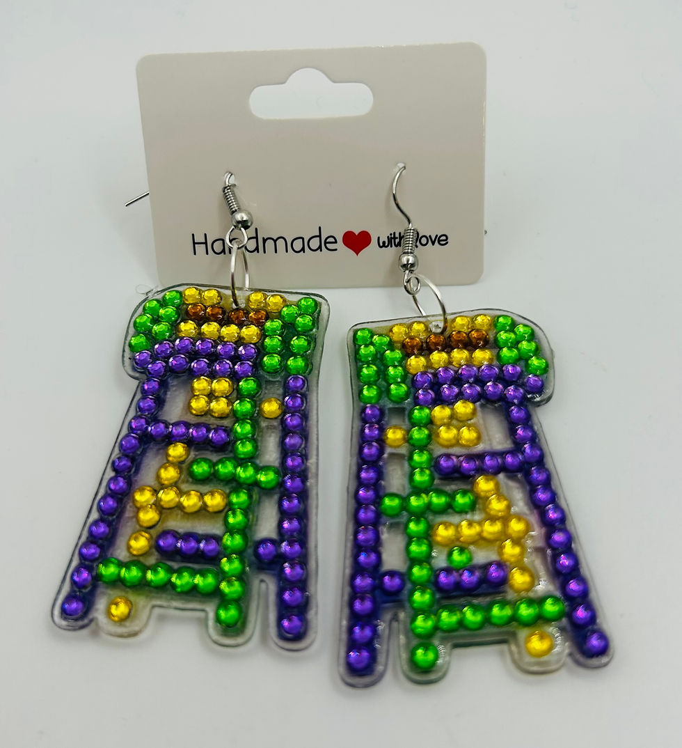 Thumbnail: Mardi Gras Ladder Diamond Art Earrings