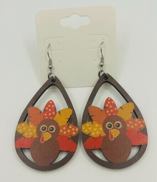 Thanksgiving Turkey Wooden Earrings