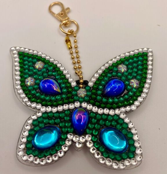 Emerald and Royal Blue Butterfly Purse Charm