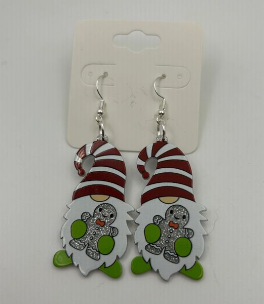 Christmas Gnome with Gingerbread Earrings
