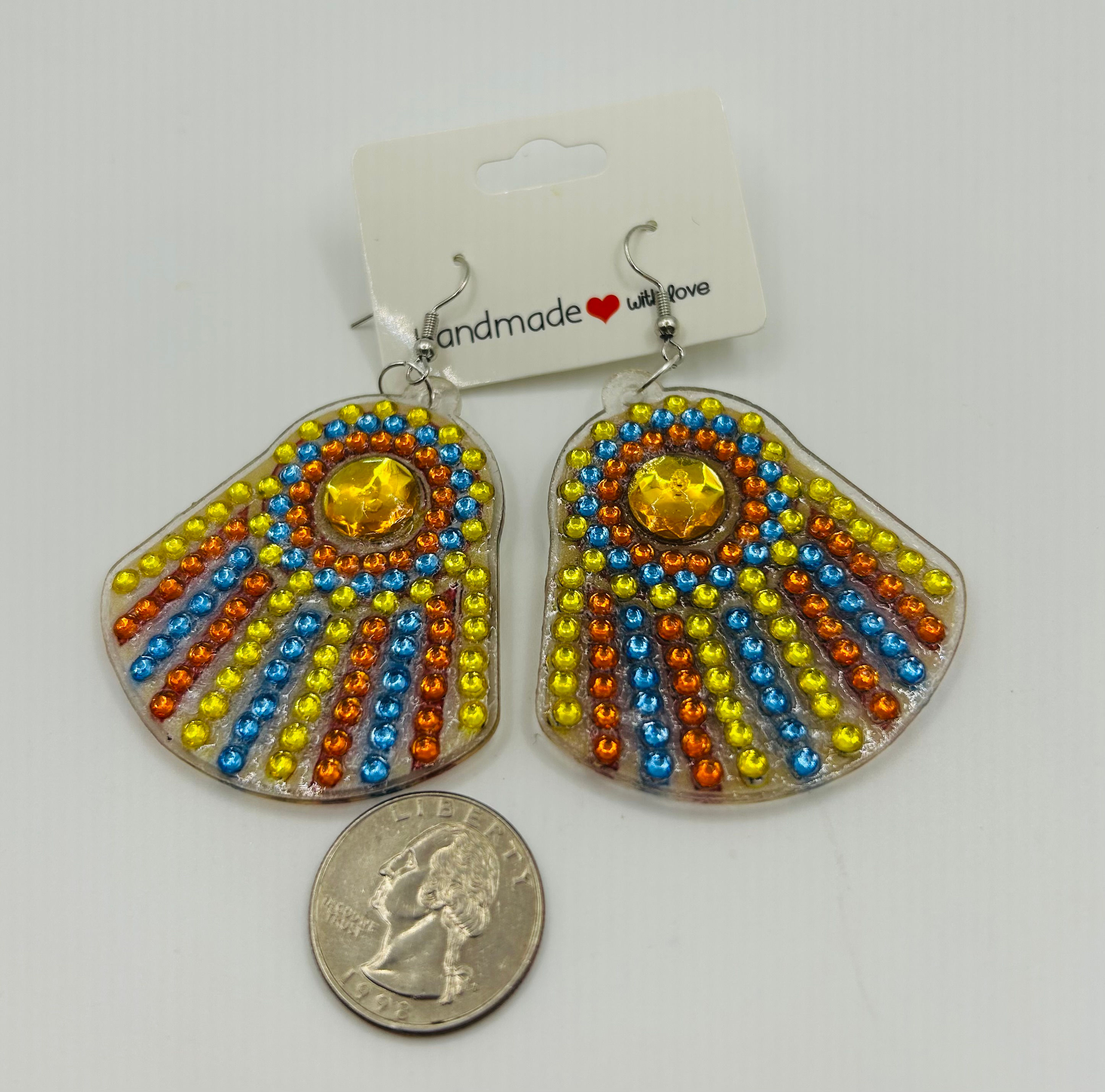 Bright Sunburst Fan Diamond Art Earrings