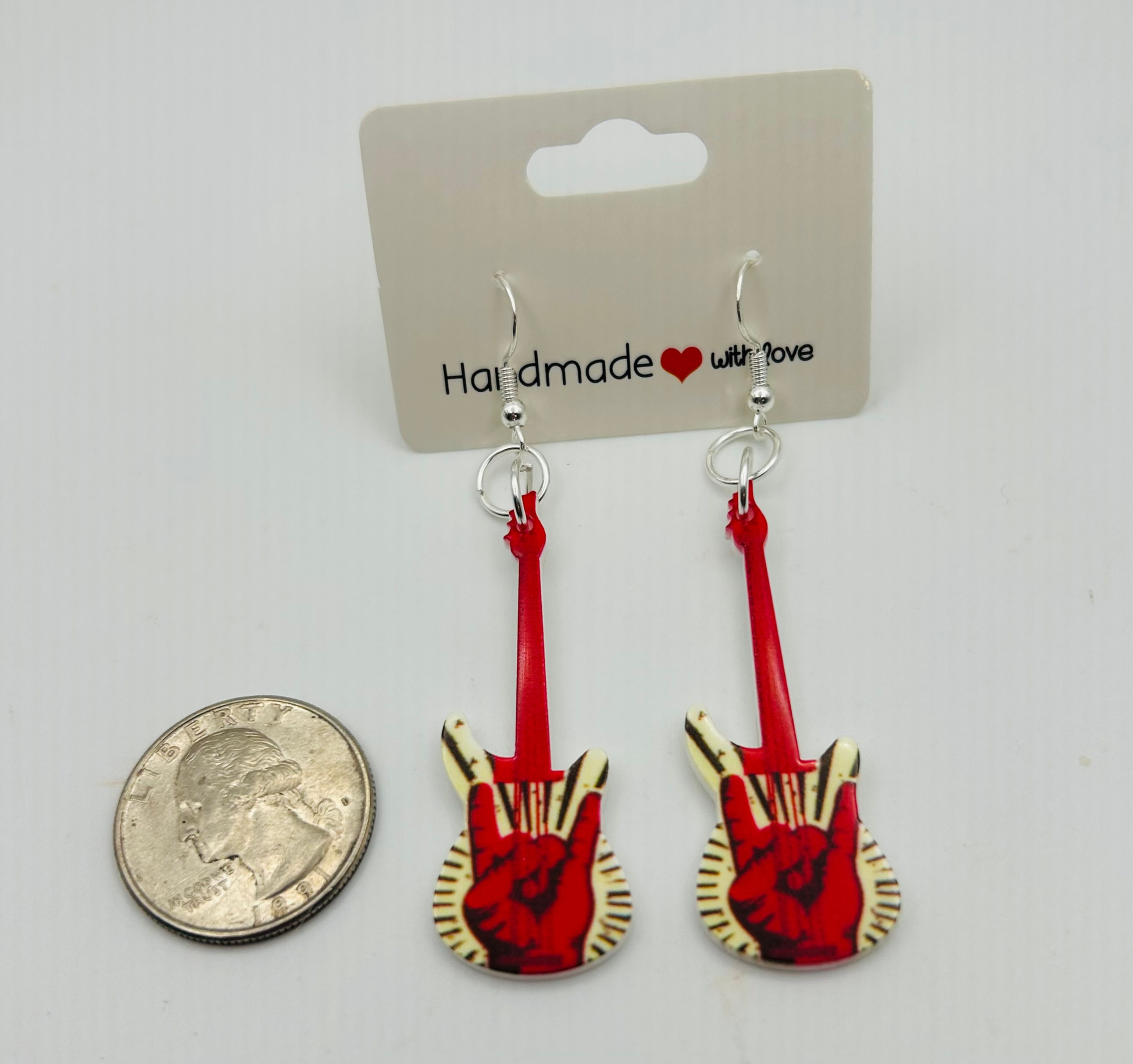 🤘 Rock On Hand Sign Guitar Earrings