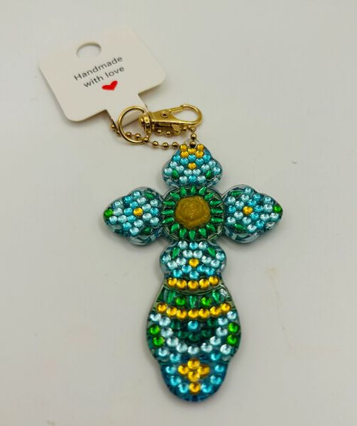 Sky Blue and Green Cross Purse Charm