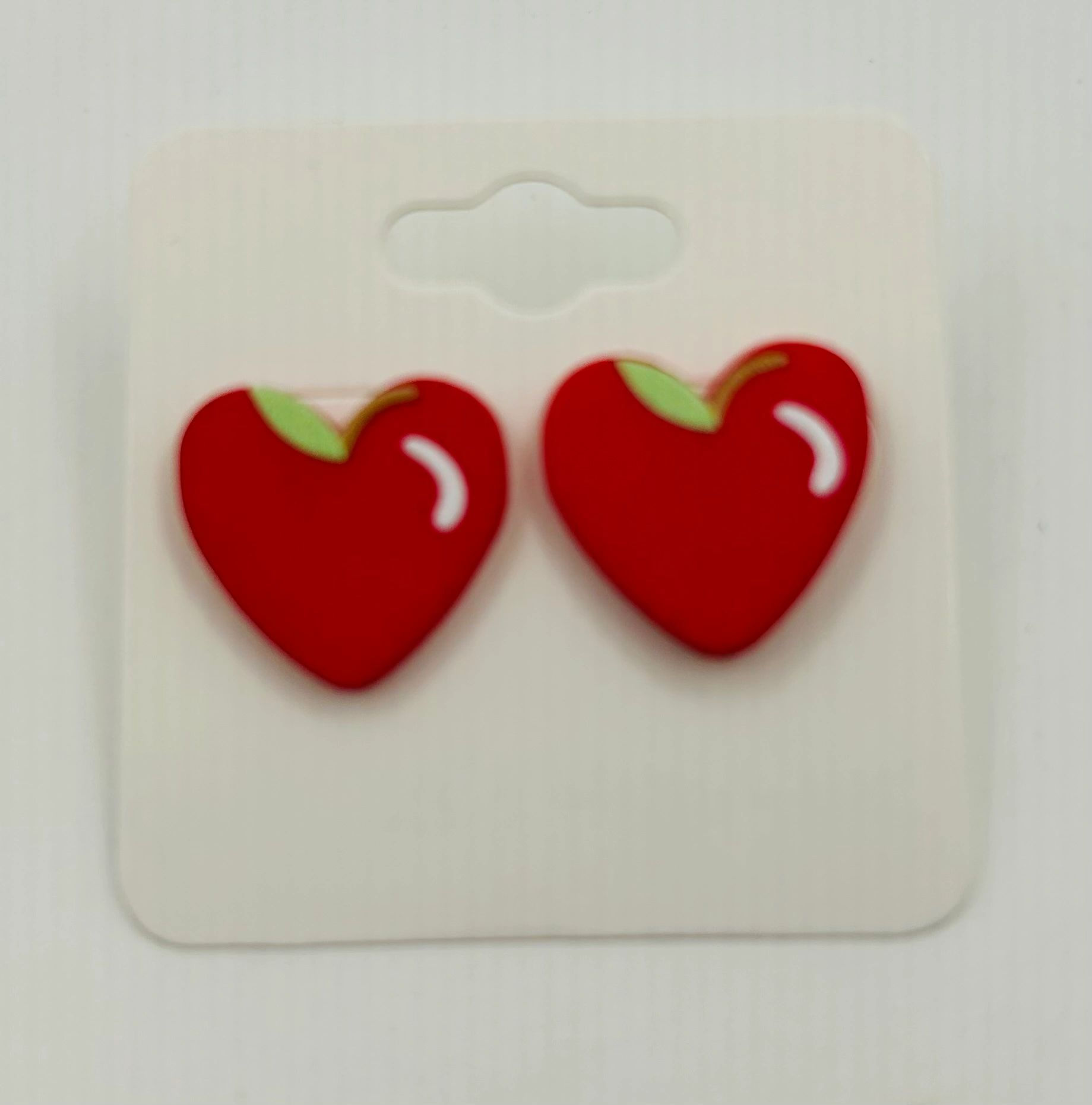 Red Apple Acrylic Stud Earrings