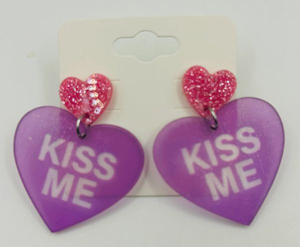 Purple "Kiss Me" Earrings