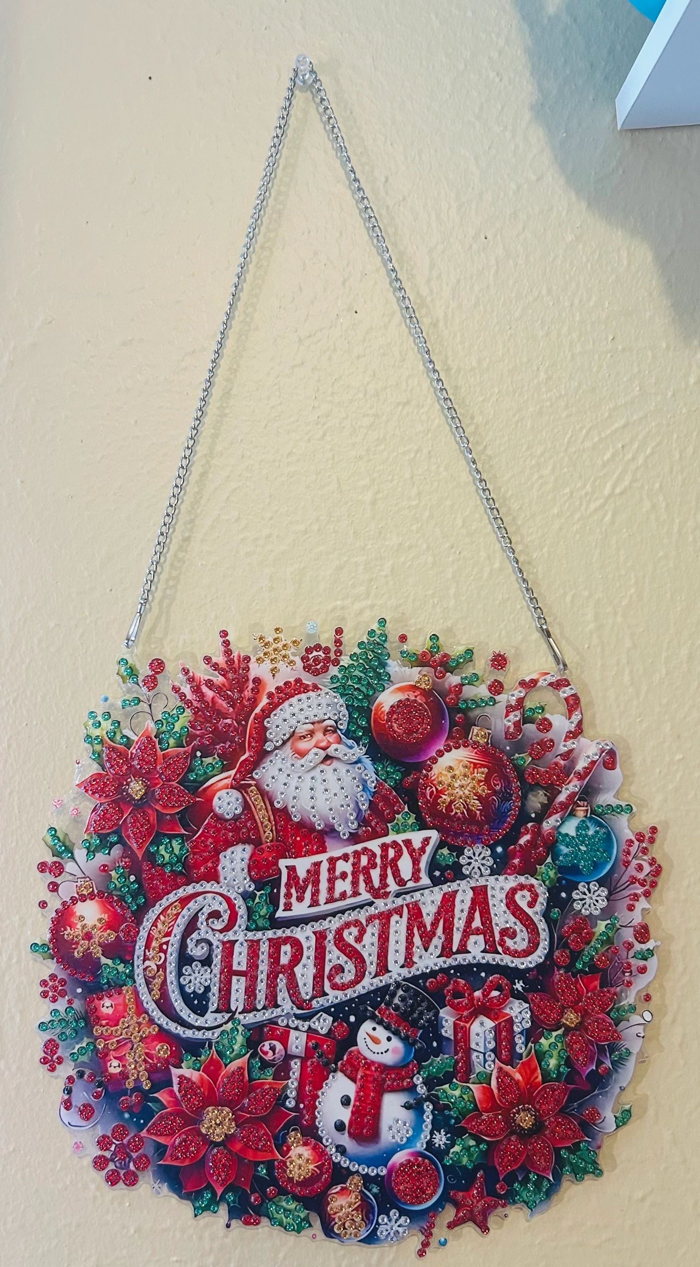 Santa Merry Christmas Rhinestone Sun Catcher