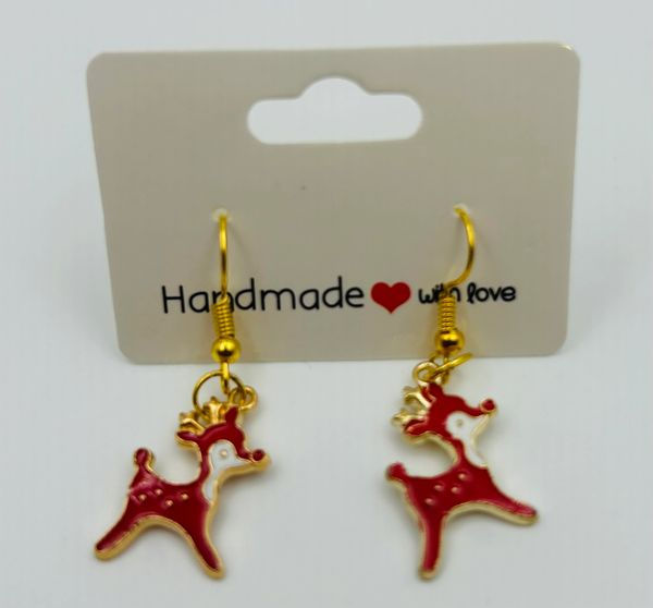 Handmade Rudolph Reindeer Christmas Earrings