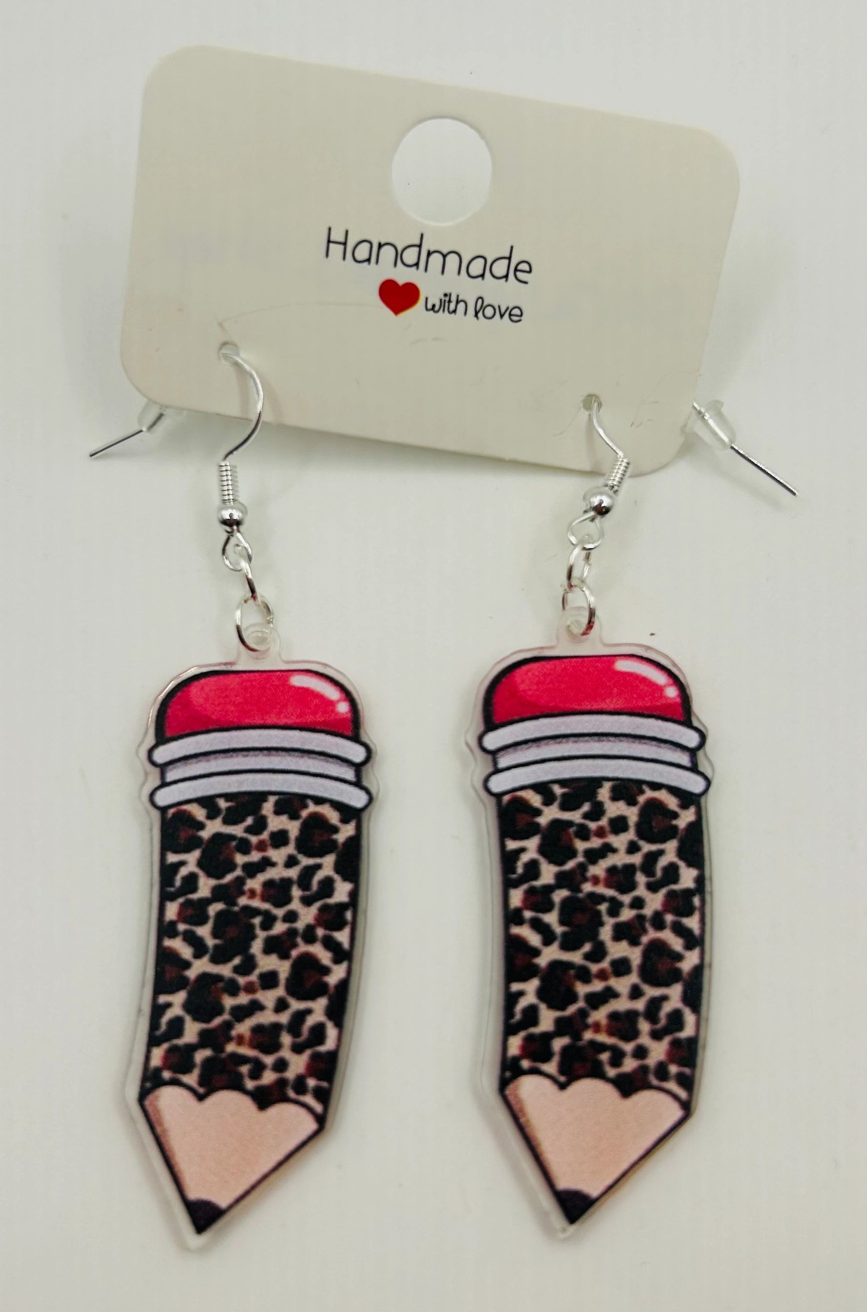 Leopard Pencil Acrylic Earrings