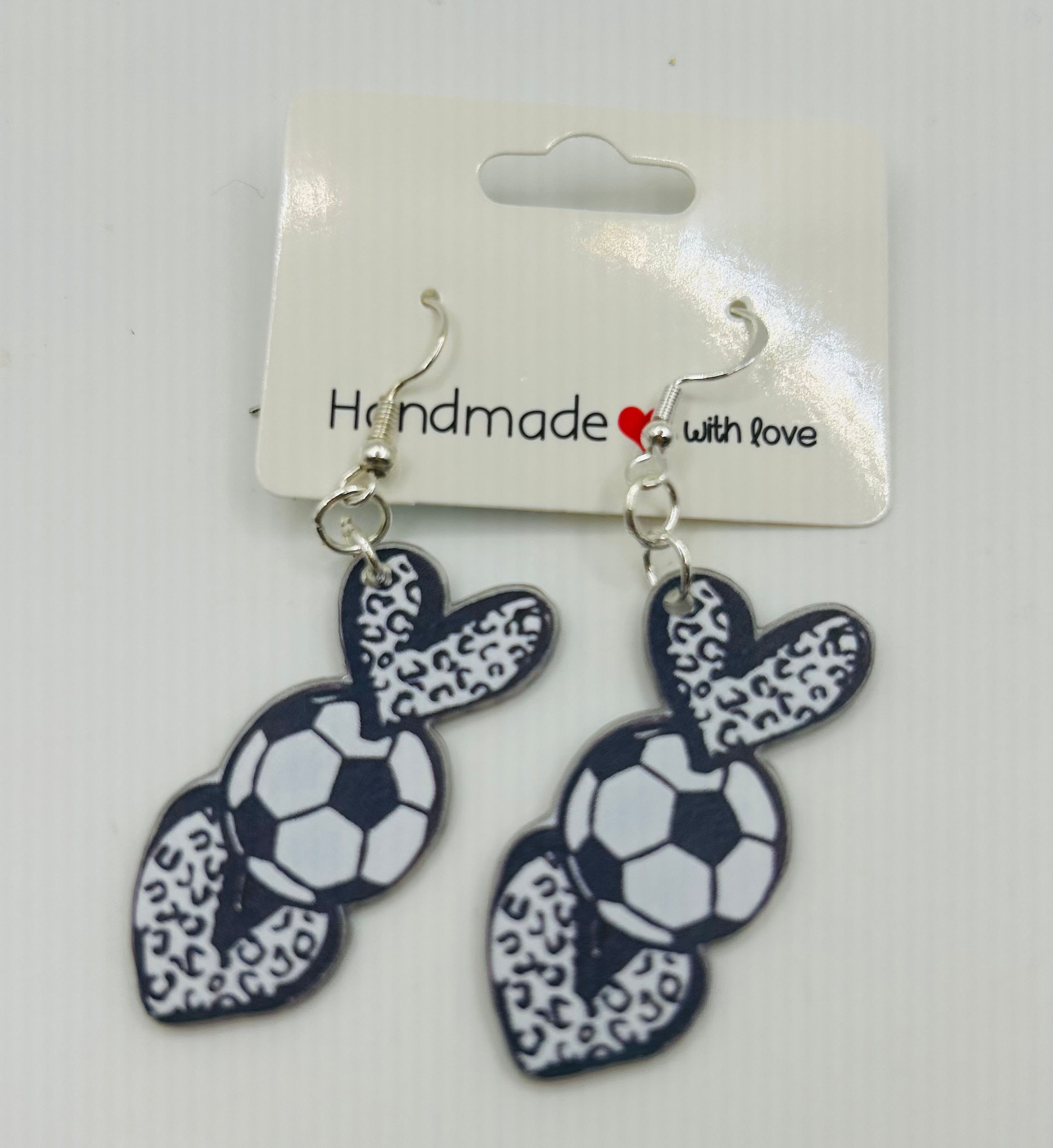 Leopard Soccer Heart Earrings