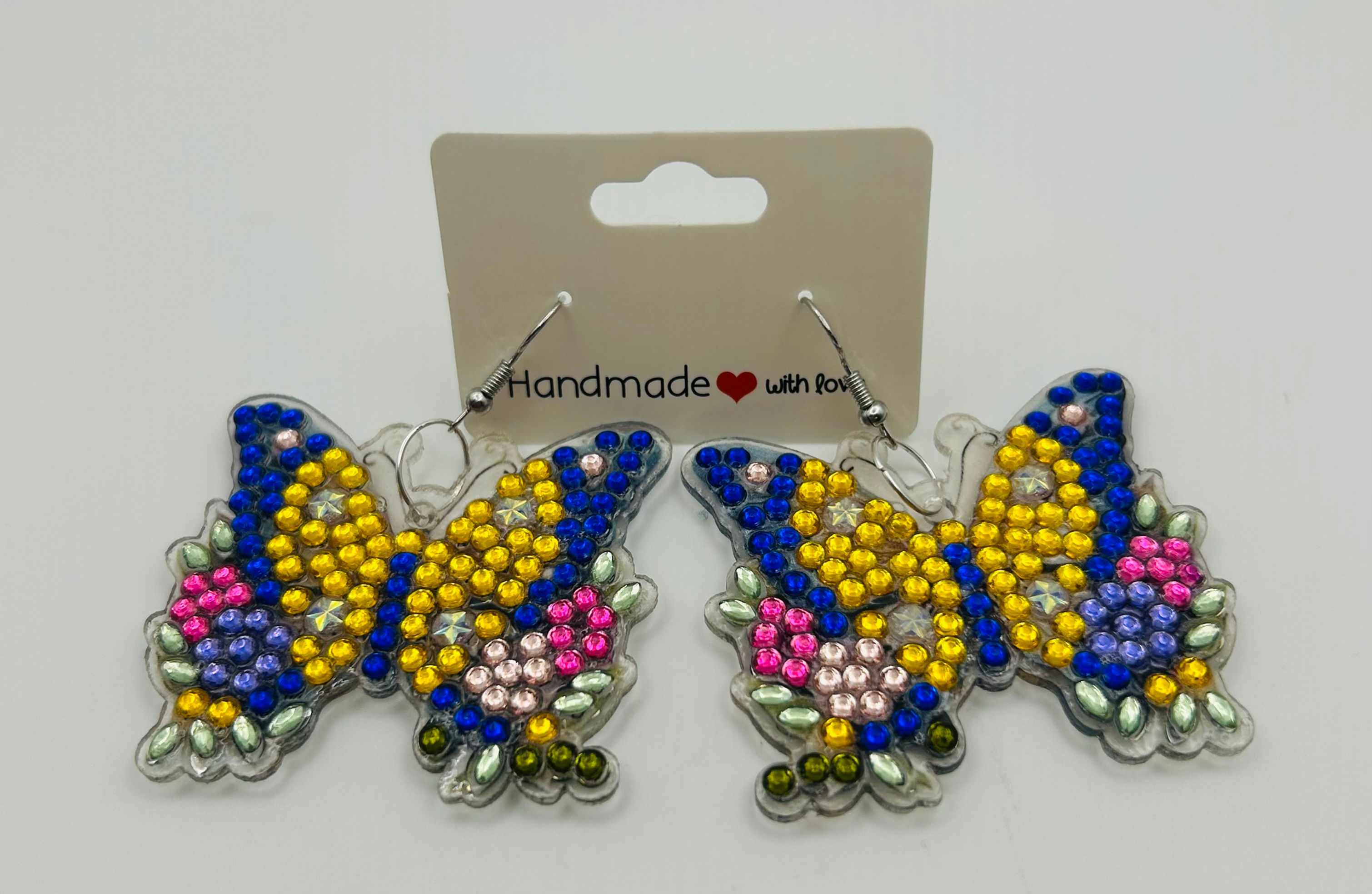 Gold and Royal Blue Butterfly Earrings