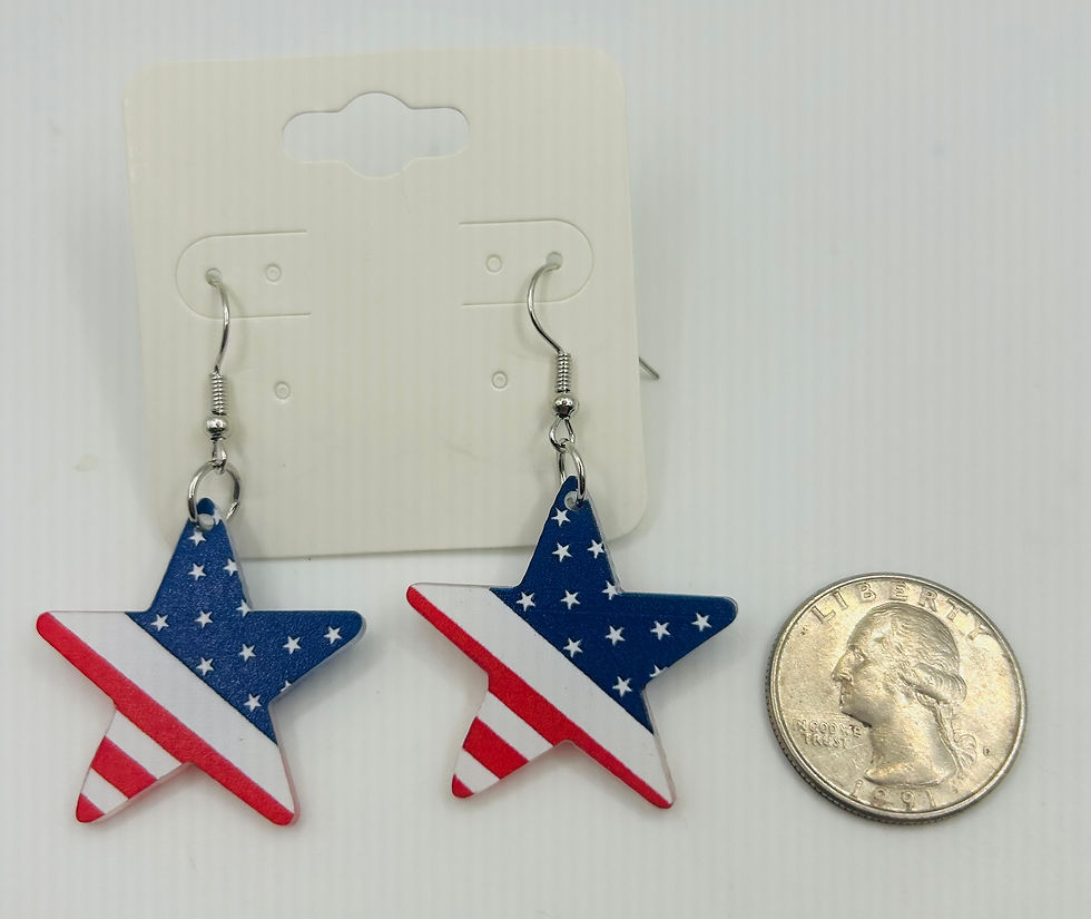 Thumbnail: American Flag Star Dangle Earrings