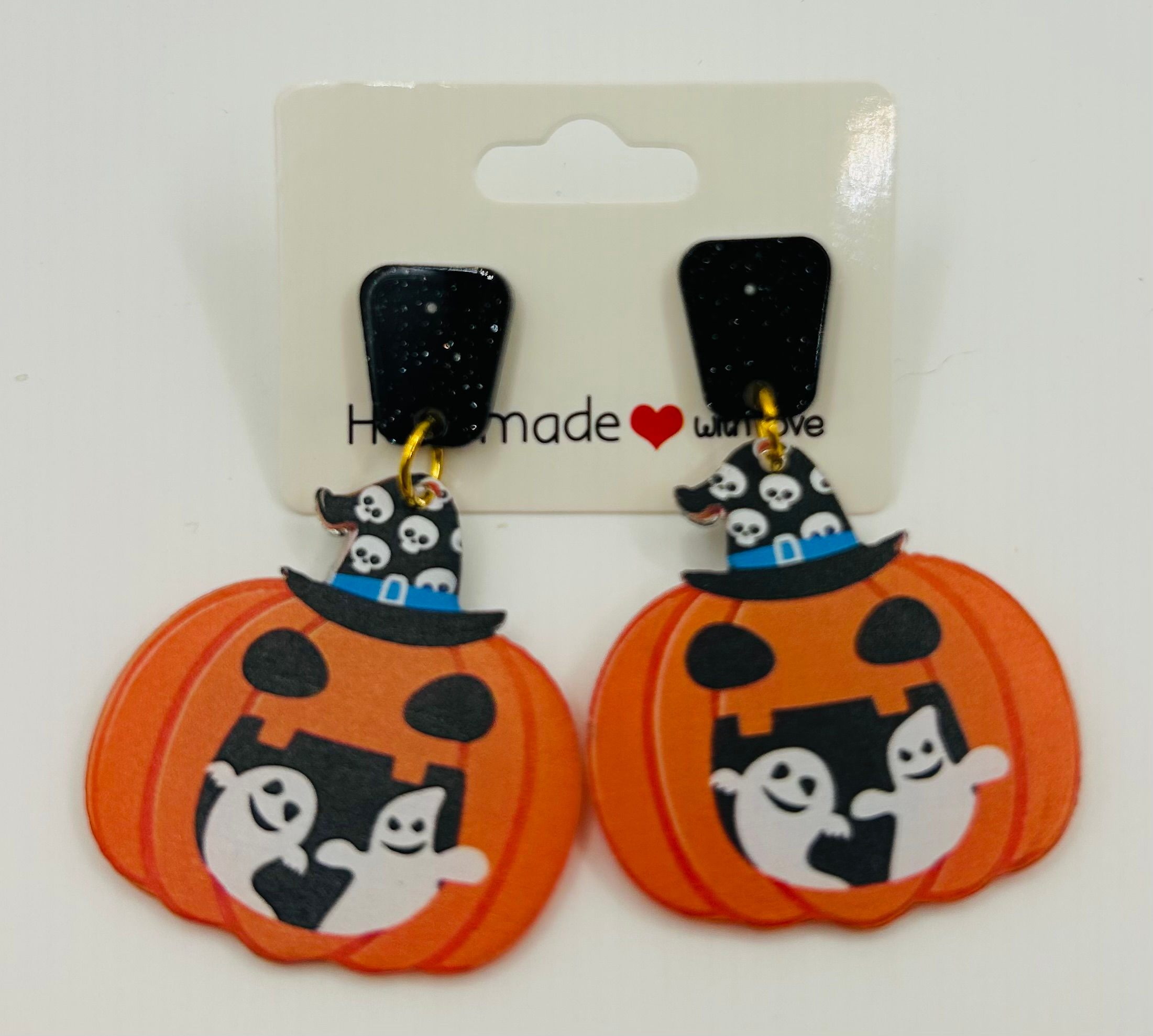 🎃 Ghostly Jack-O’-Lantern Acrylic Earrings