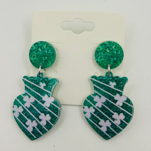 Shamrock Heart Dangle Earrings