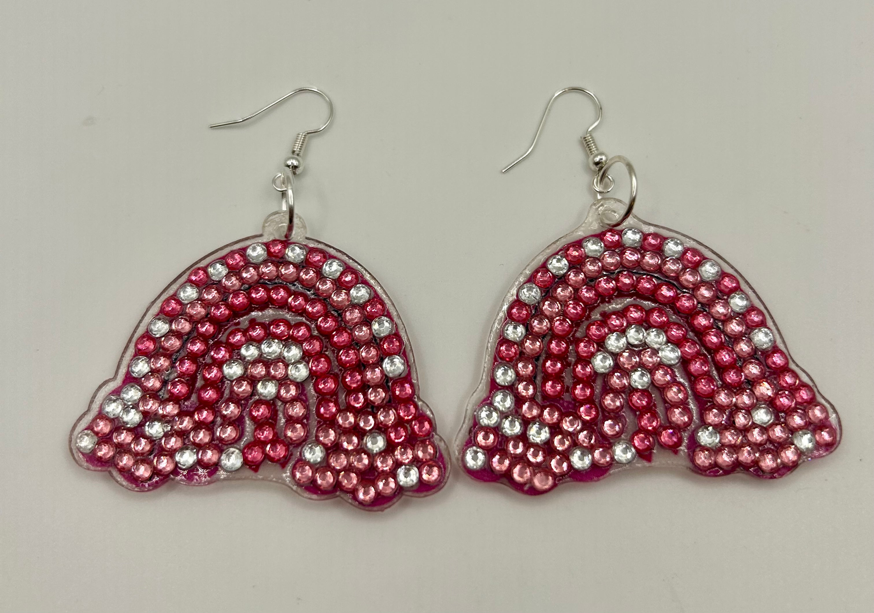 Pink Rainbow Diamond Art Earrings