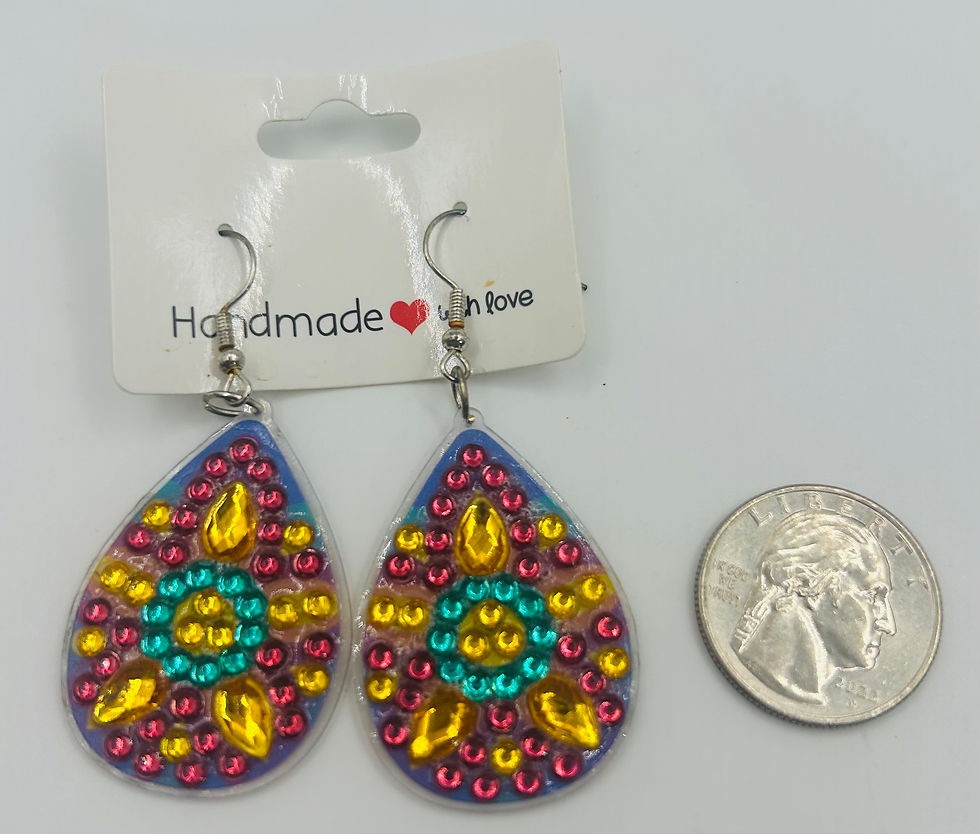 Thumbnail: Fuchsia, and Gold Baby Diamond Art Earrings