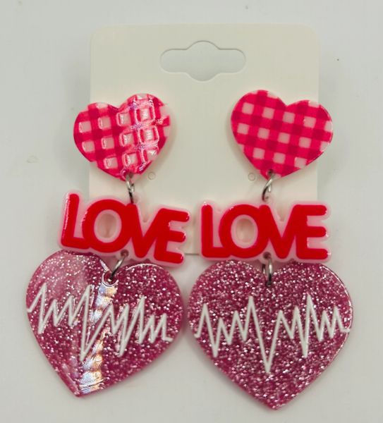 Love Heart EKG Earrings