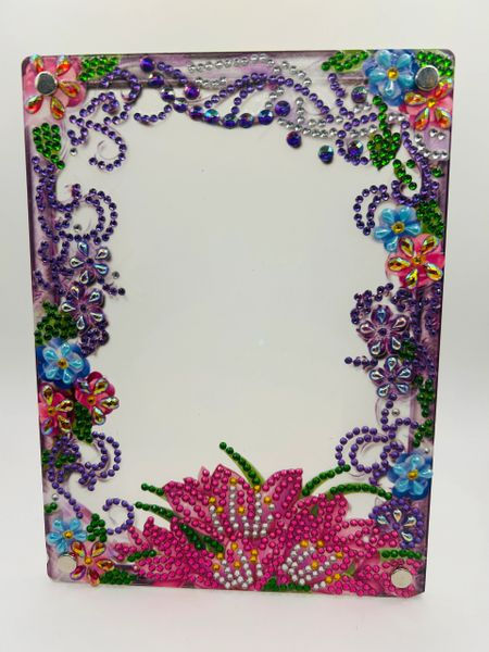 Hand-Embellished Floral Rhinestone Picture Frame