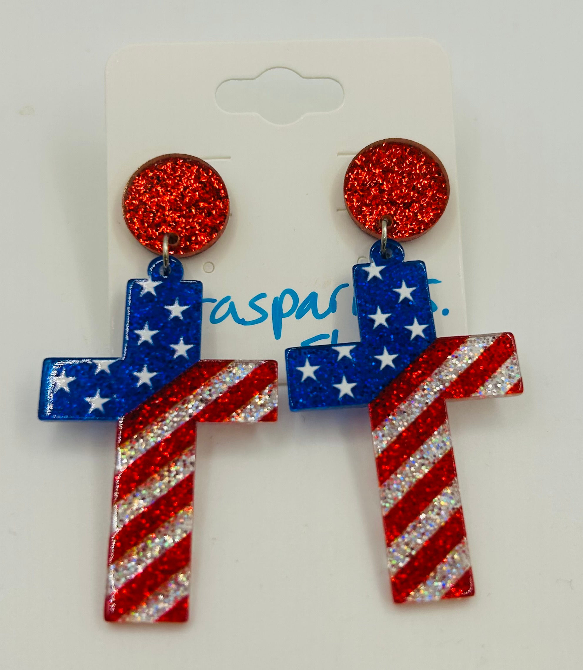 American Flag Cross Earrings