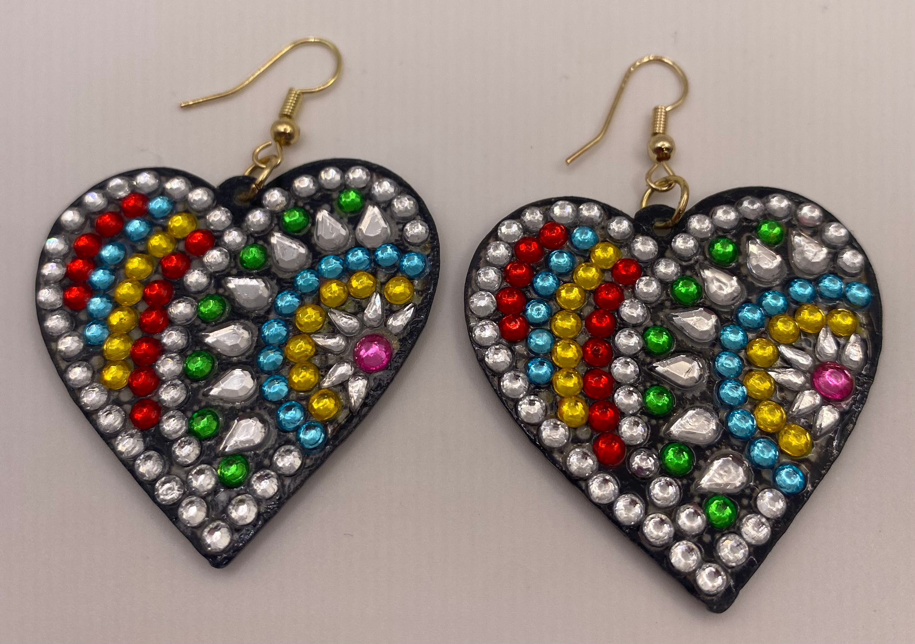 Colorful Heart Diamond Art Earrings