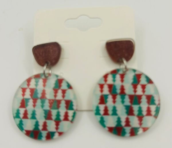 Geometric Christmas Tree Pattern Dangle Earrings