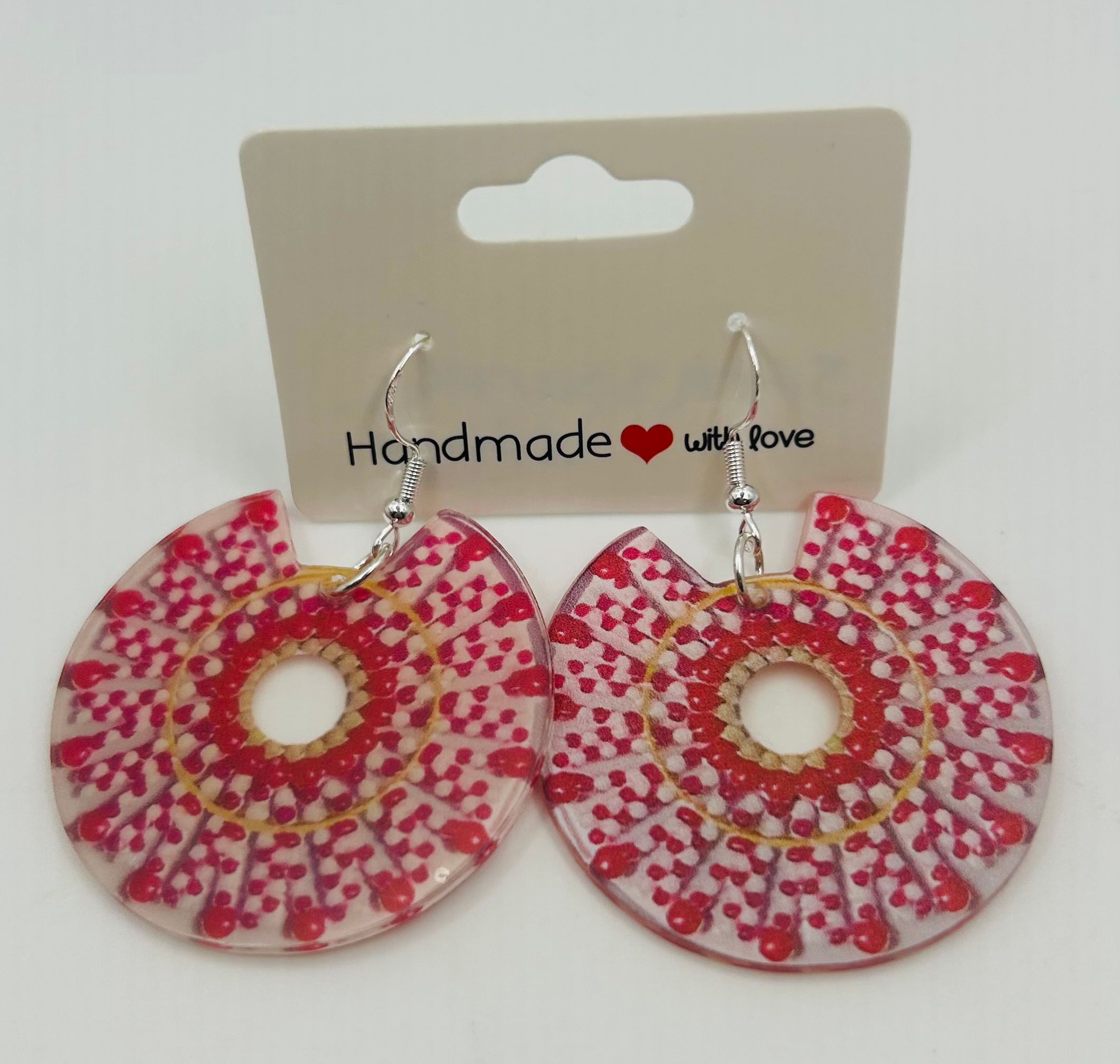 Bold Red & Pink Circular Earrings