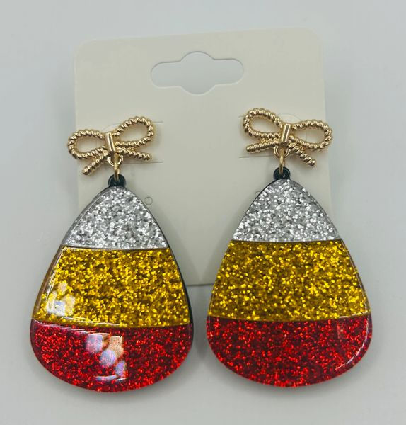Candy Corn Glitter Earrings