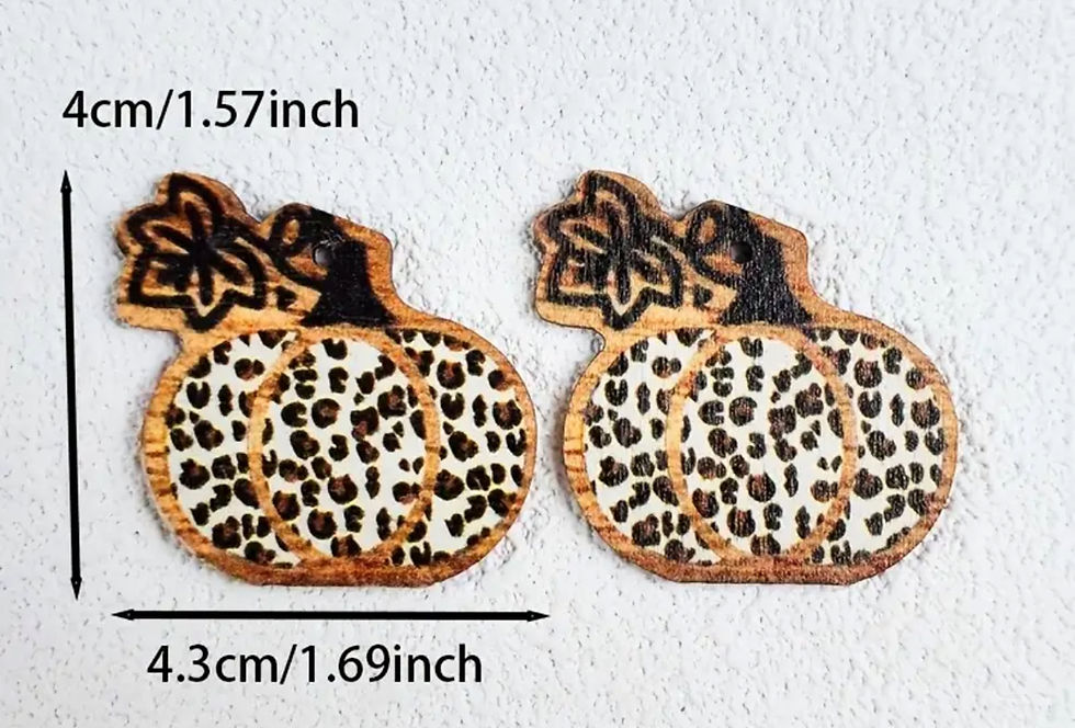 Thumbnail: Leopard Print Pumpkin Wooden Earrings