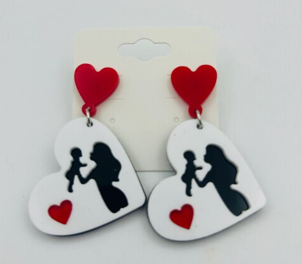 Mother & Child Silhouette Heart Earrings