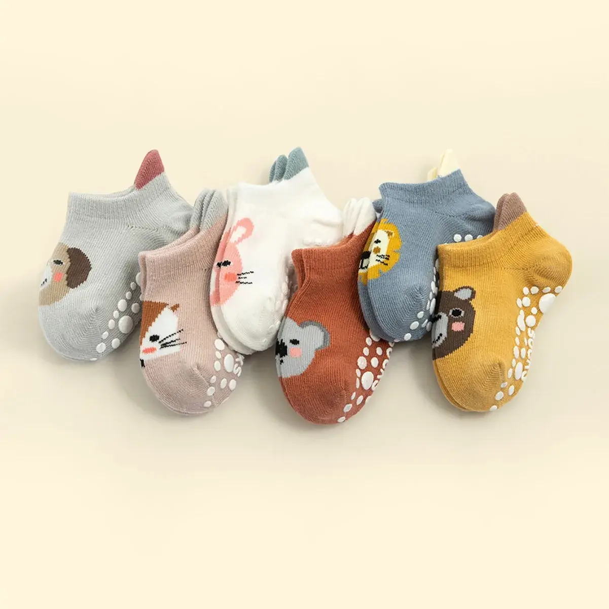 6 Pairs/Lot Tiny Steps™ Non-Slip Baby Socks