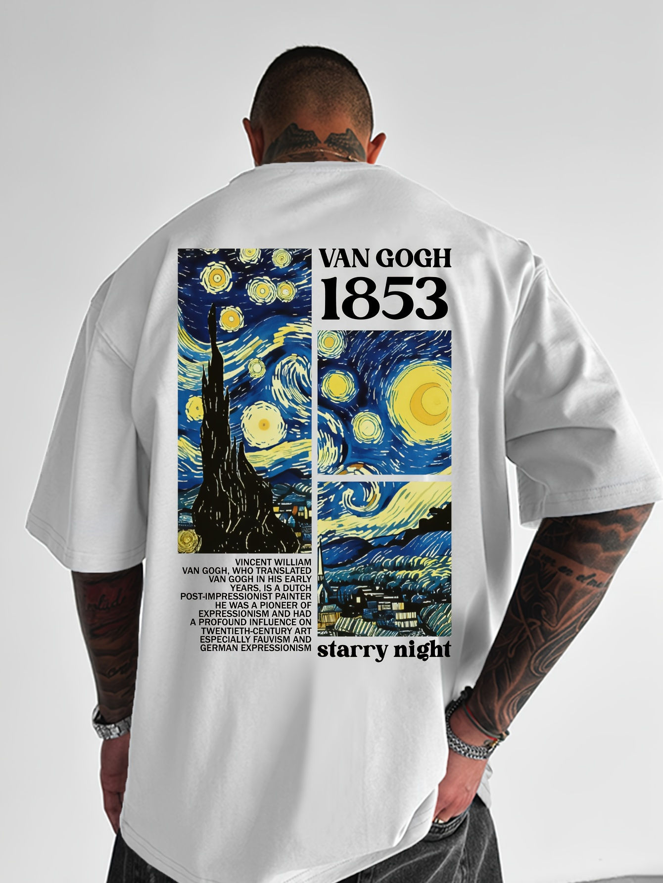 Camiseta Oversized 100% algodão famosa pintura van gogh manga curta