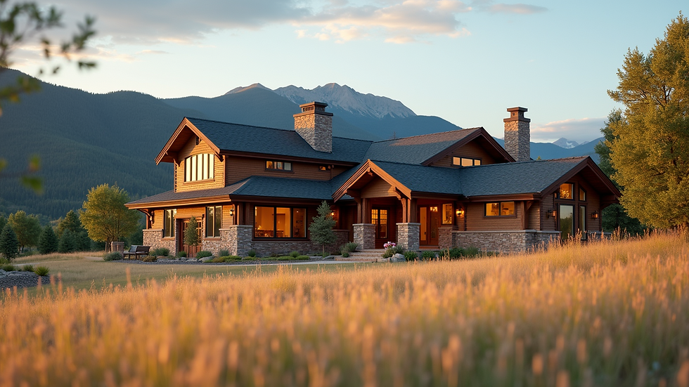 Eye-level view of a beautiful Colorado home with a scenic backdrop