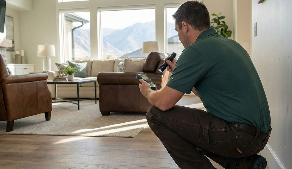 An inspector looking at a moisture meter.