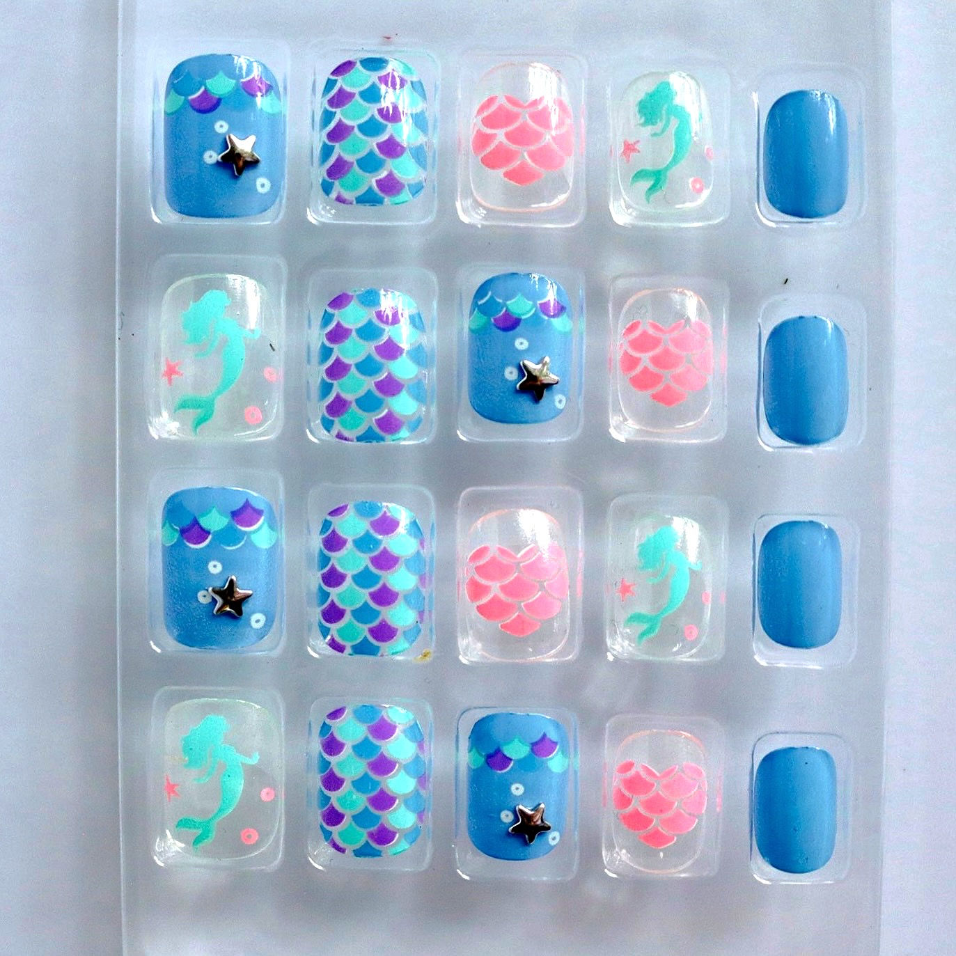 Press On Nails Teens - Blue Little Mermaid