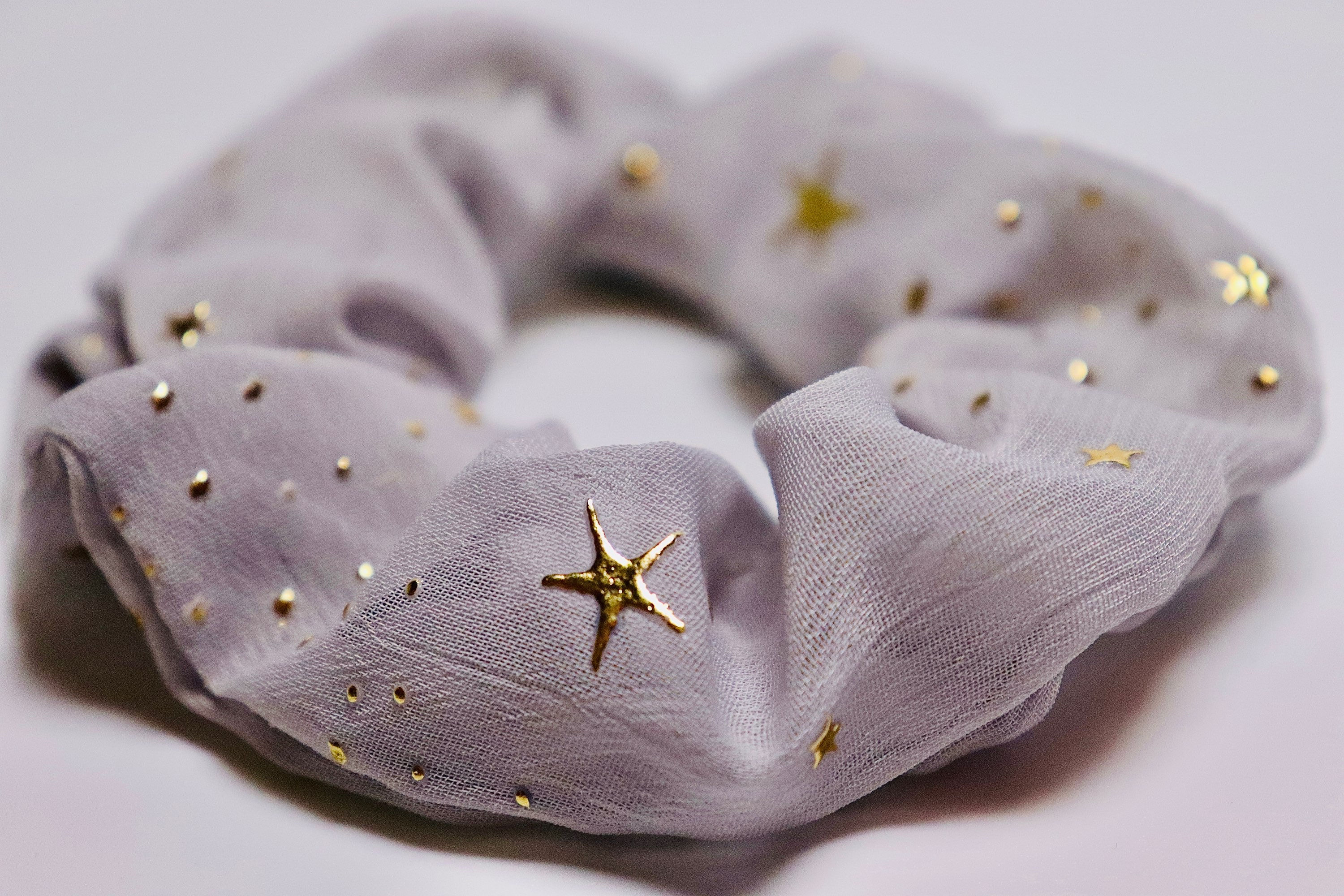 Scrunchie - Grey with Golden Stars