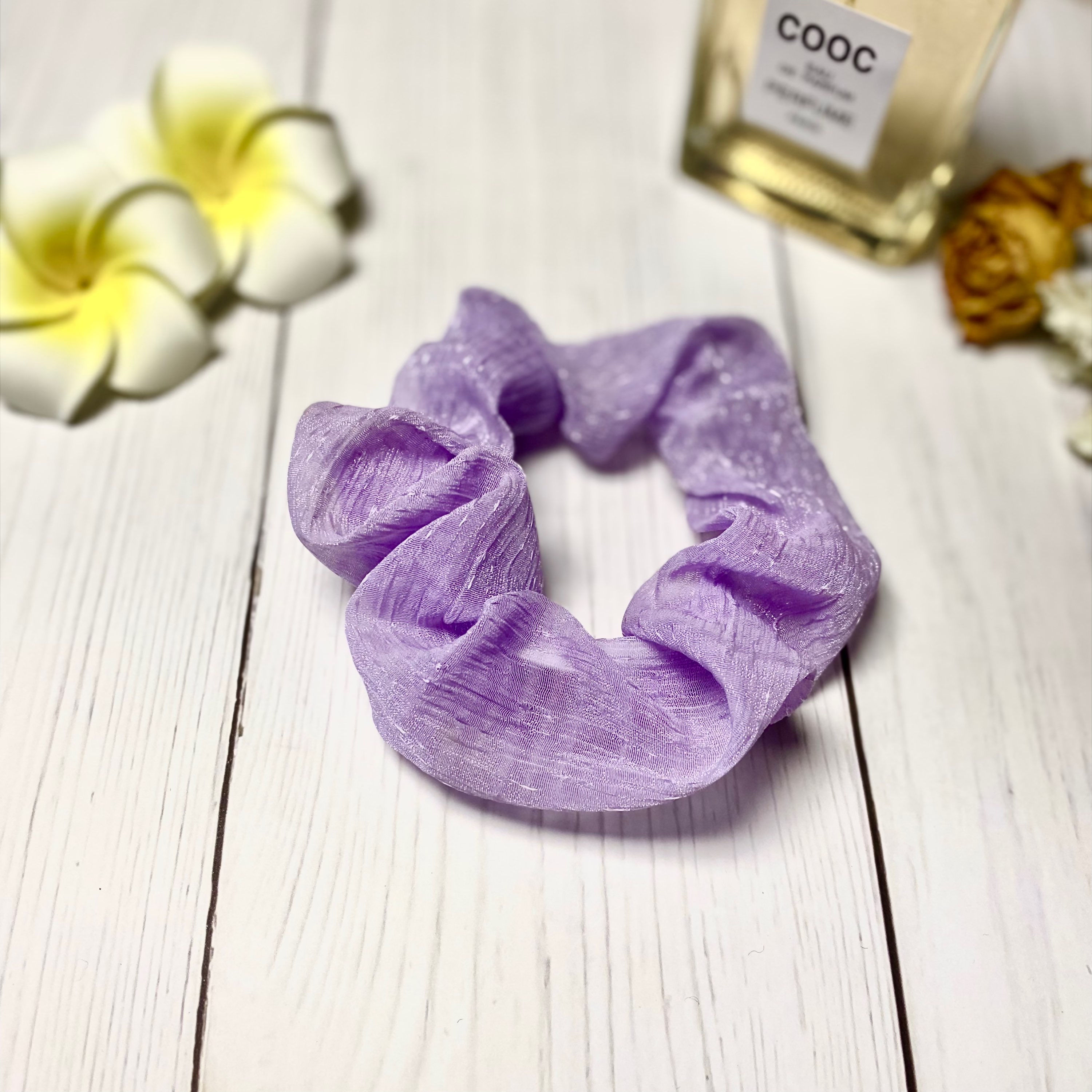Purple Scrunchie with Thin Silver Thread - Purple Scrunchie Series