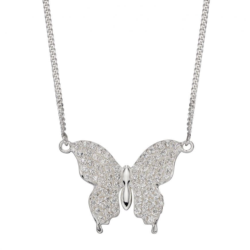 Silver butterfly necklet