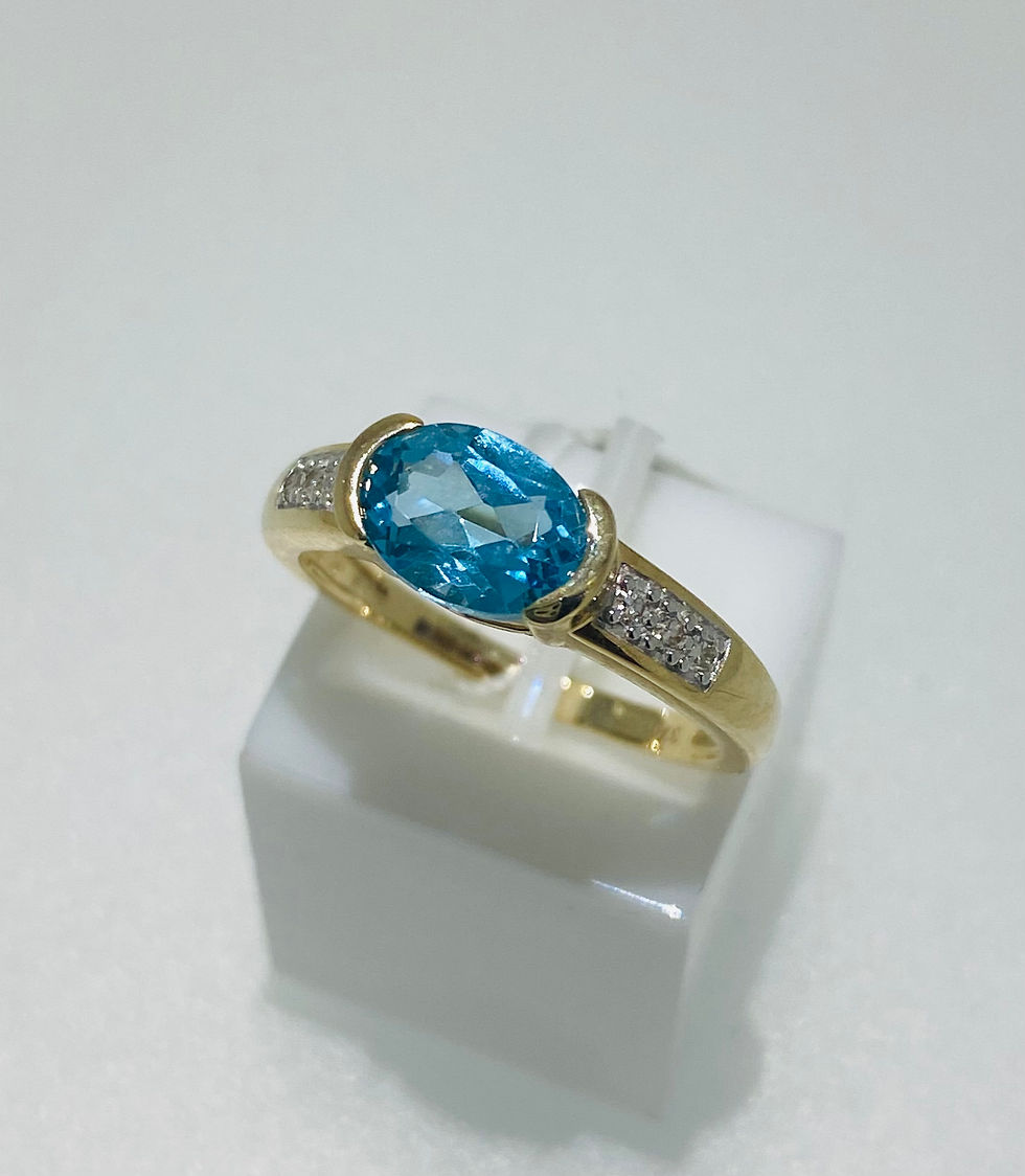 9ct yellow, topaz and diamond ring